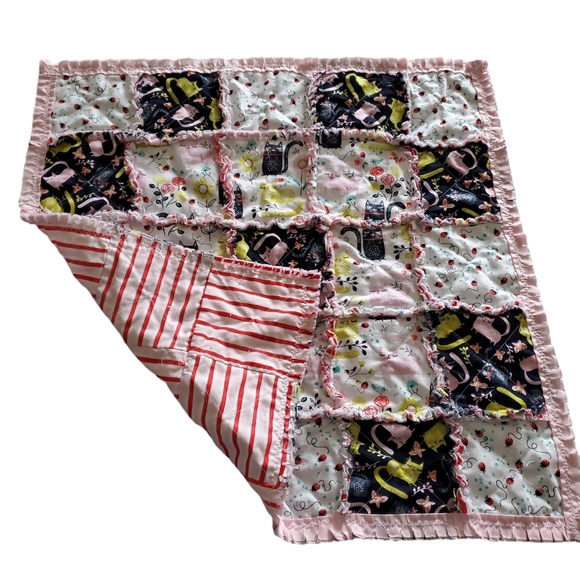 NEW Homemade Newborn Rag Quilt Security Blanket/ Doll Blanket /Pet Blanket - Picture 8 of 13